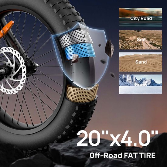 T2 20" x 4 elektrische fiets met uitneembare 48V 15.6Ah-accu — afbeelding 4
