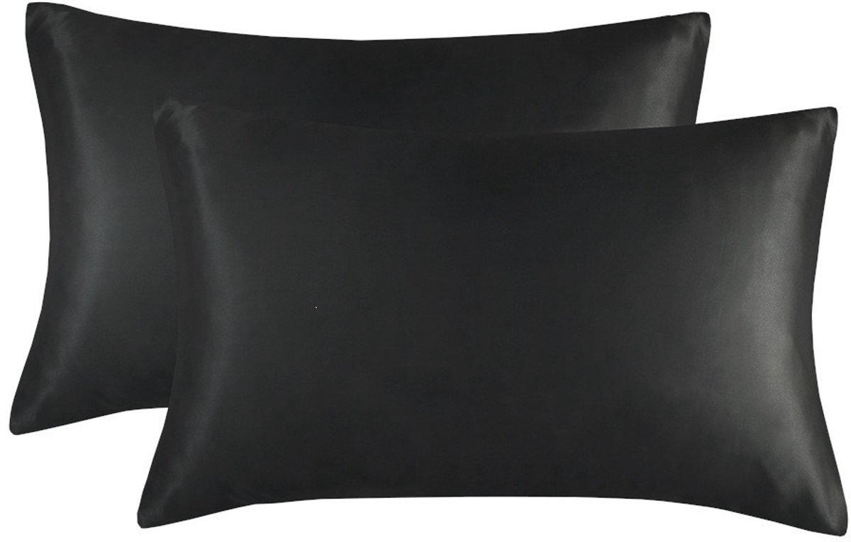 Simulatie zijde kussenslopen set van 2 stuks - 30x45cm - duurzaam - comfortabel-Zwart