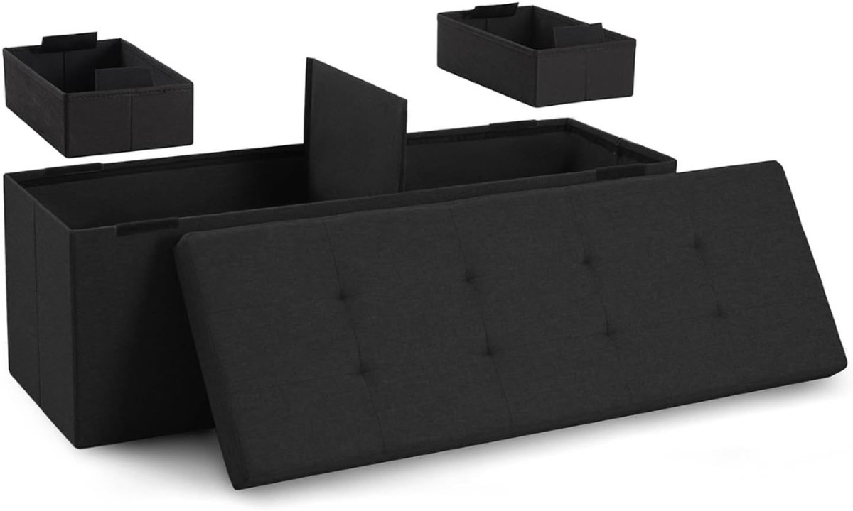 ZRNS® Klepbank met Opbergruimte - Opbergbank Woonkamer - Dekenkist - 110x38x38 cm - Zwart