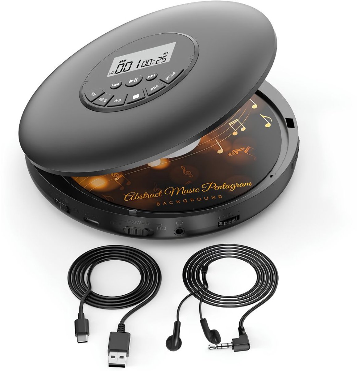 NIVA® CD Speler Draagbare - CD Speler - Draagbare Bluetooth CD Speler - Zwart - 15cm x 15cm x 3cm