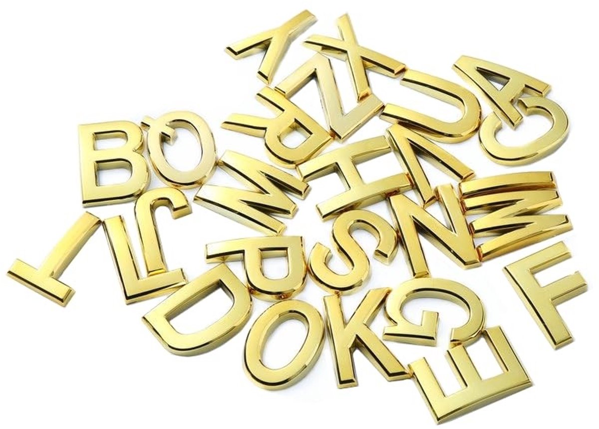 Solidchoice - Set van 26 Zelfklevende Huisnummers 2 Inch Goud