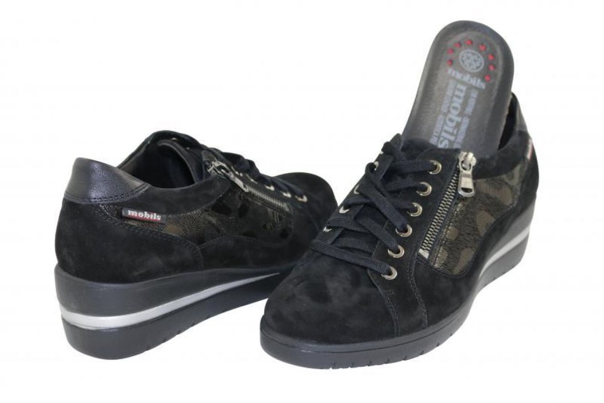 Mobils Veterschoenen - Mobils patsy shiny velcalf black vetersc