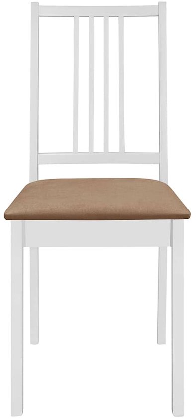 vidaXL Chaises de salle à manger avec coussins 2 pcs Bois massif Blanc - Chaise de salle à manger - Chaises de salle à manger - Chaise de salle à manger - Chaises de salle à manger