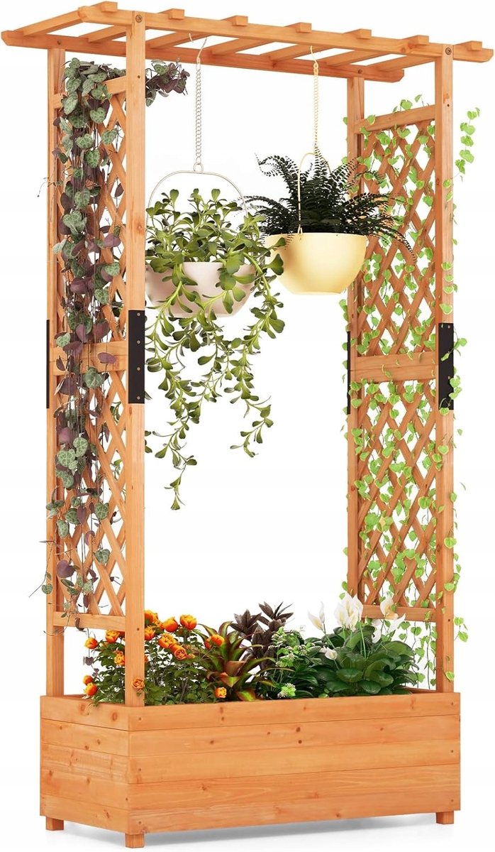 Houten bloembak met pergola - Tuin en terras