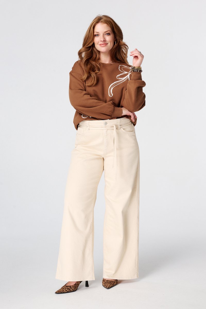 MS Mode Jeans Wide leg jeans met strikkoord