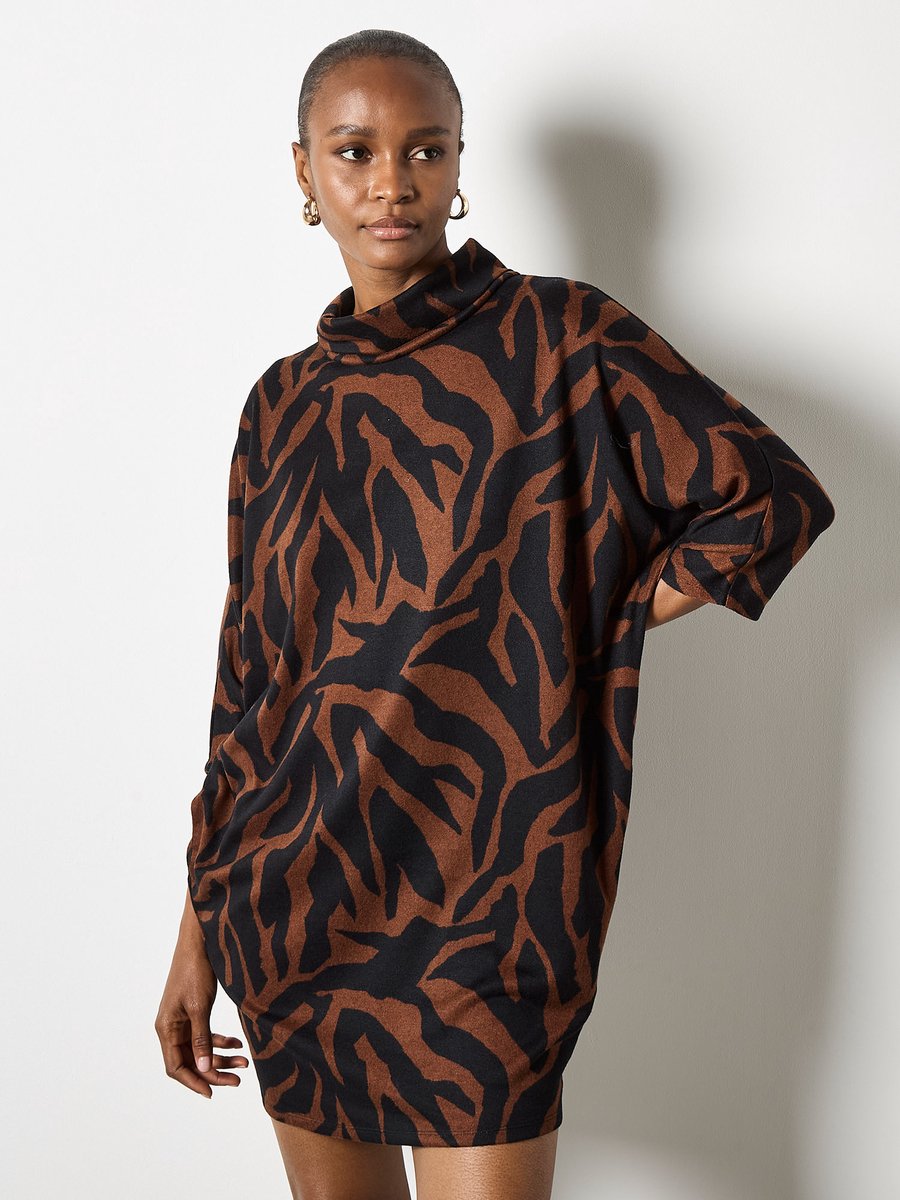 Zebra Print Cocoon Mini Dress