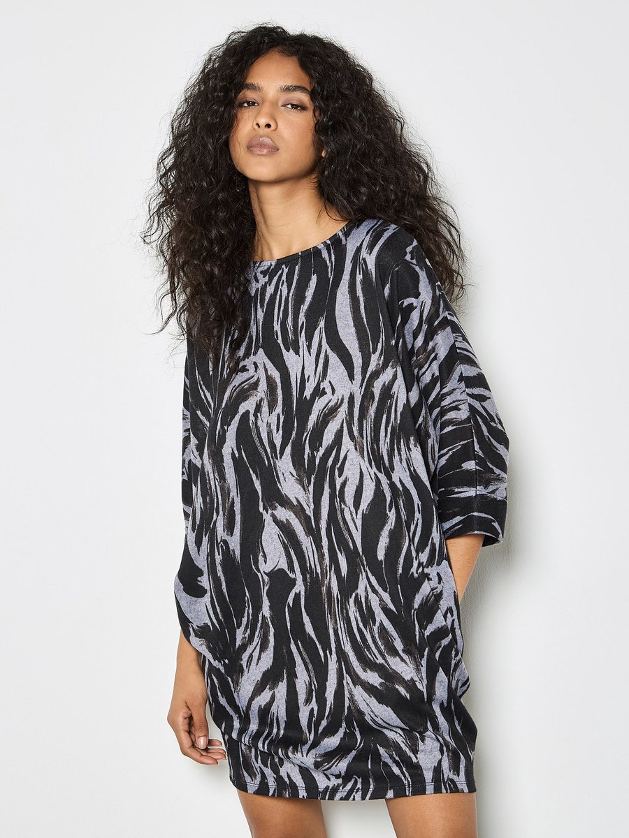 Zebraprint gebreide cocoon-minijurk