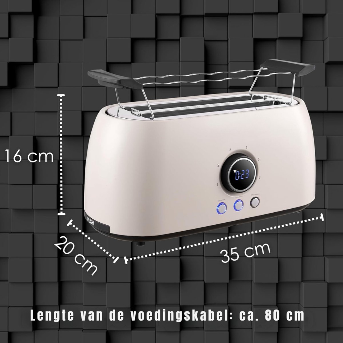 Ploutos® Toaster - Broodroosters - Broodrooster - Toaster Broodrooster - Bulgur Beige - 20cm x 35cm x 16cm