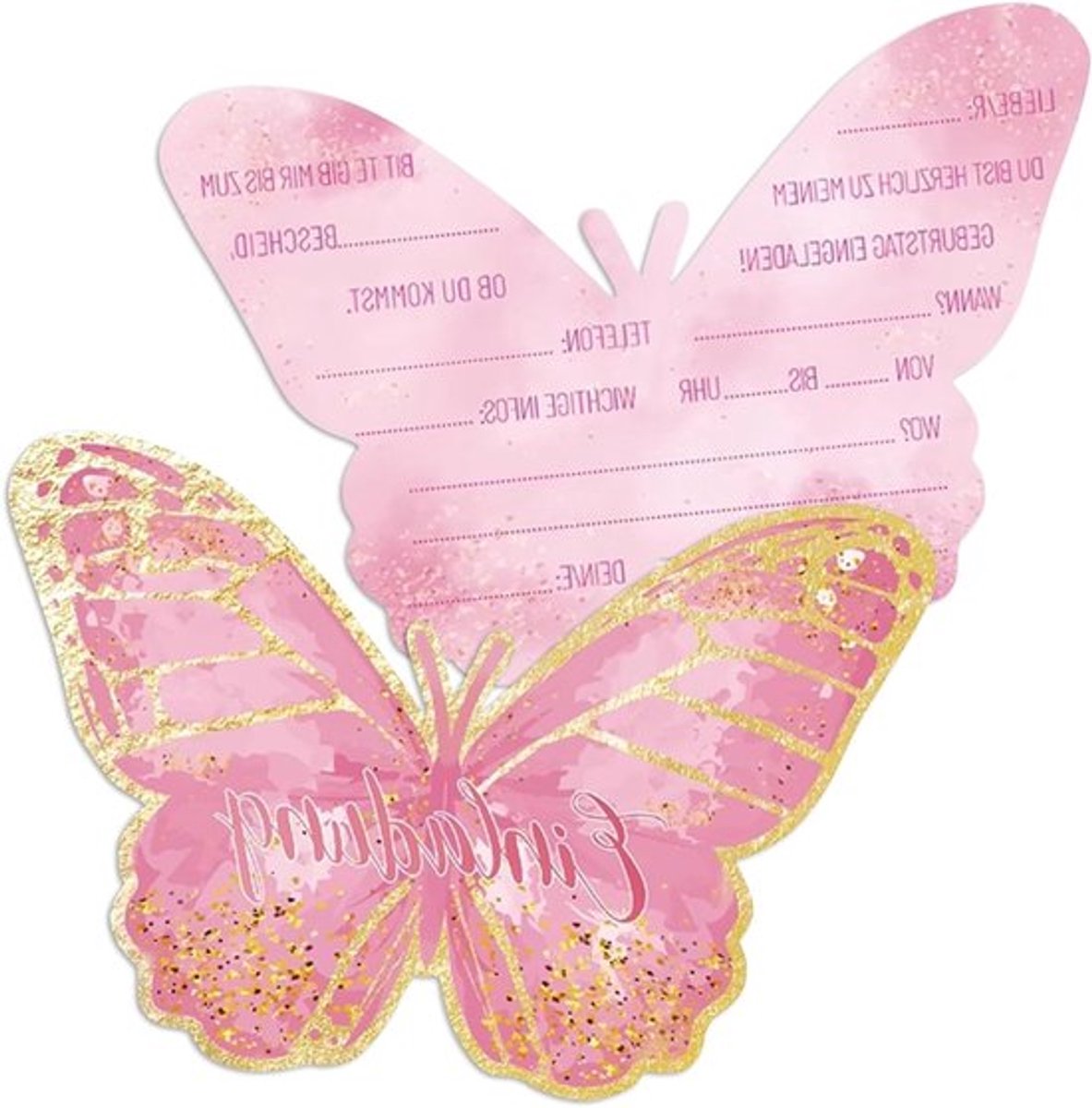 12 Kinderfeestuitnodigingen Set, Uitnodigingen voor Meisjes en Jongens, Vlinder Thema, Feestuitnodigingen, Duidelijk Ontwerp, 15cm x 11cm, Perfect voor Verjaardagsfeestjes
