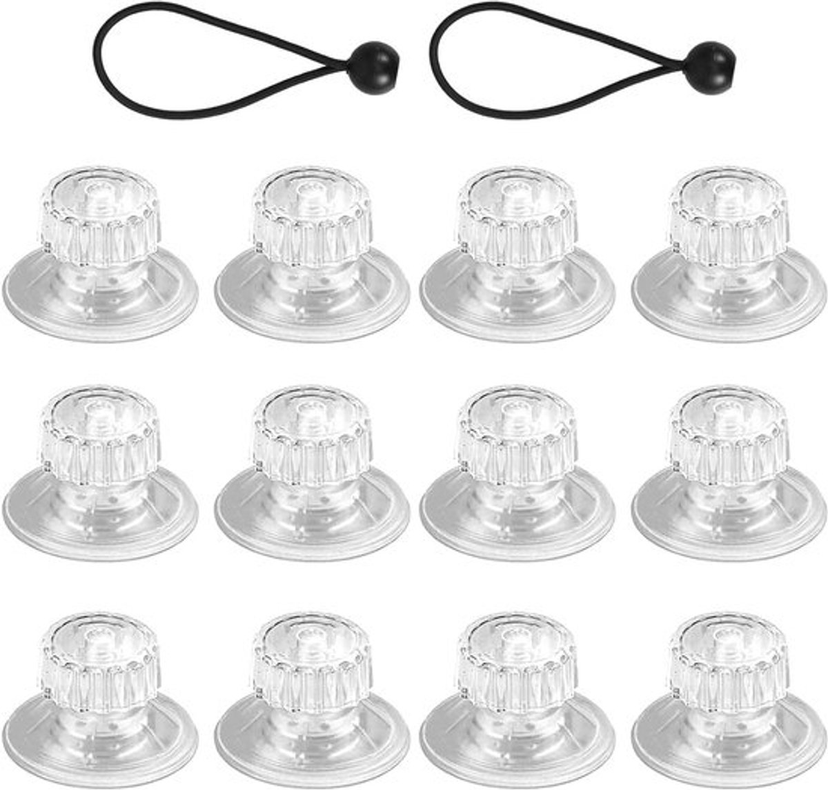 Set van 12 Draadzuigers met Extra Sterke Transparante Suction Cups voor Motorhome, Tent en Decoratie, Geen Boren Nodig