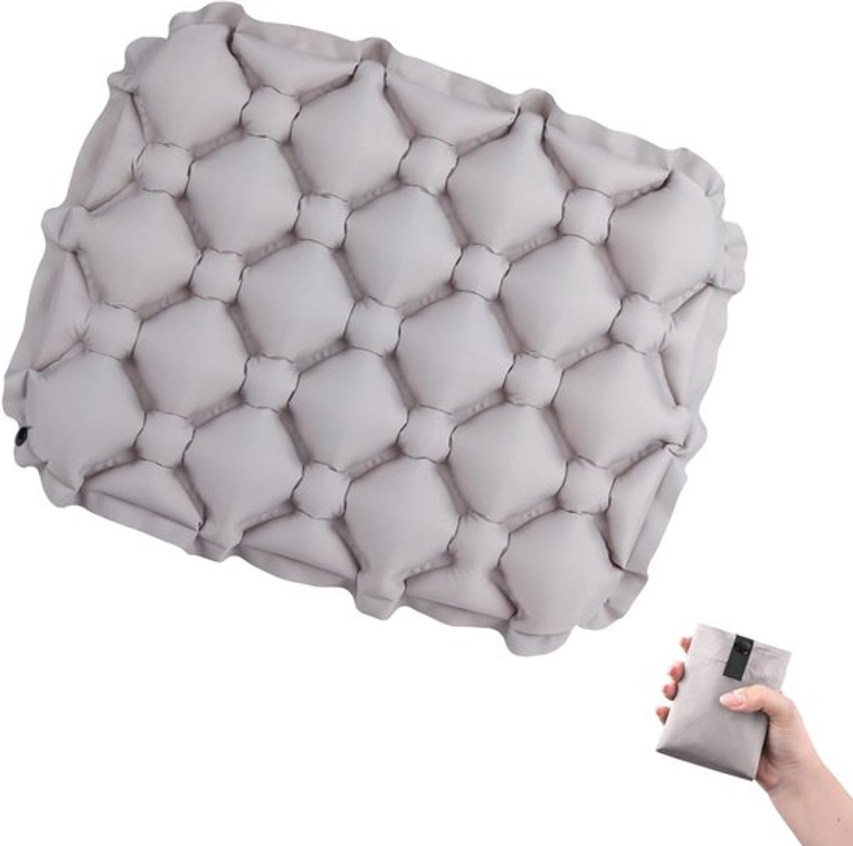 Opblaasbaar Camping Zitkussen, Ultralicht Reiscomfort voor Buitenactiviteiten, Strand, Wandelen en Boottochten (Grijs, One Size)