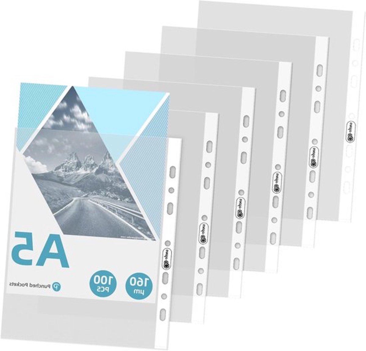 100 Stuks A5 Perforatiezakken 160 Micron - Sterke Plastic Mappen voor Documenten, Ringbanden en Schoolgebruik