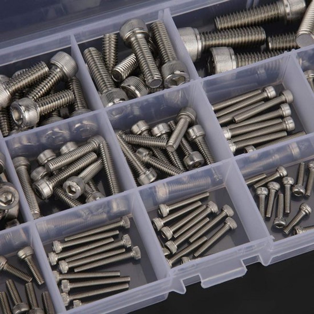 135-delige set hexagon socket schroeven, moeren en ringen van roestvrij staal voor diverse toepassingen
