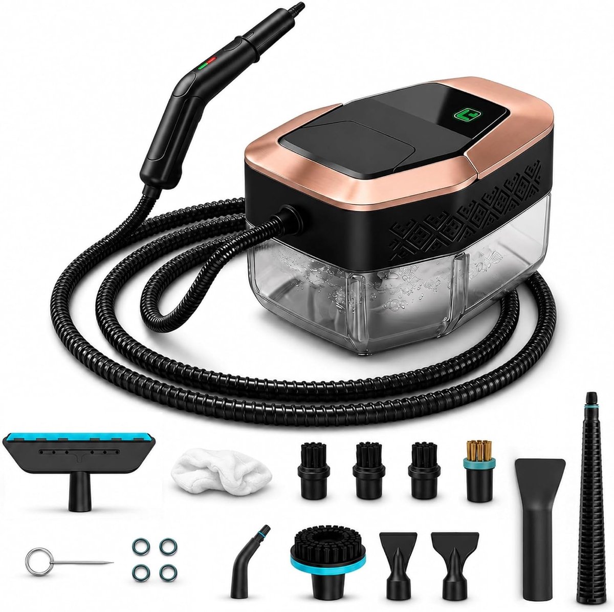 Handstoomreiniger - Geen kleur - 2500 W - Met 1800 ml Tank en 2 m Stoomslang - Voor Huishouden en Auto