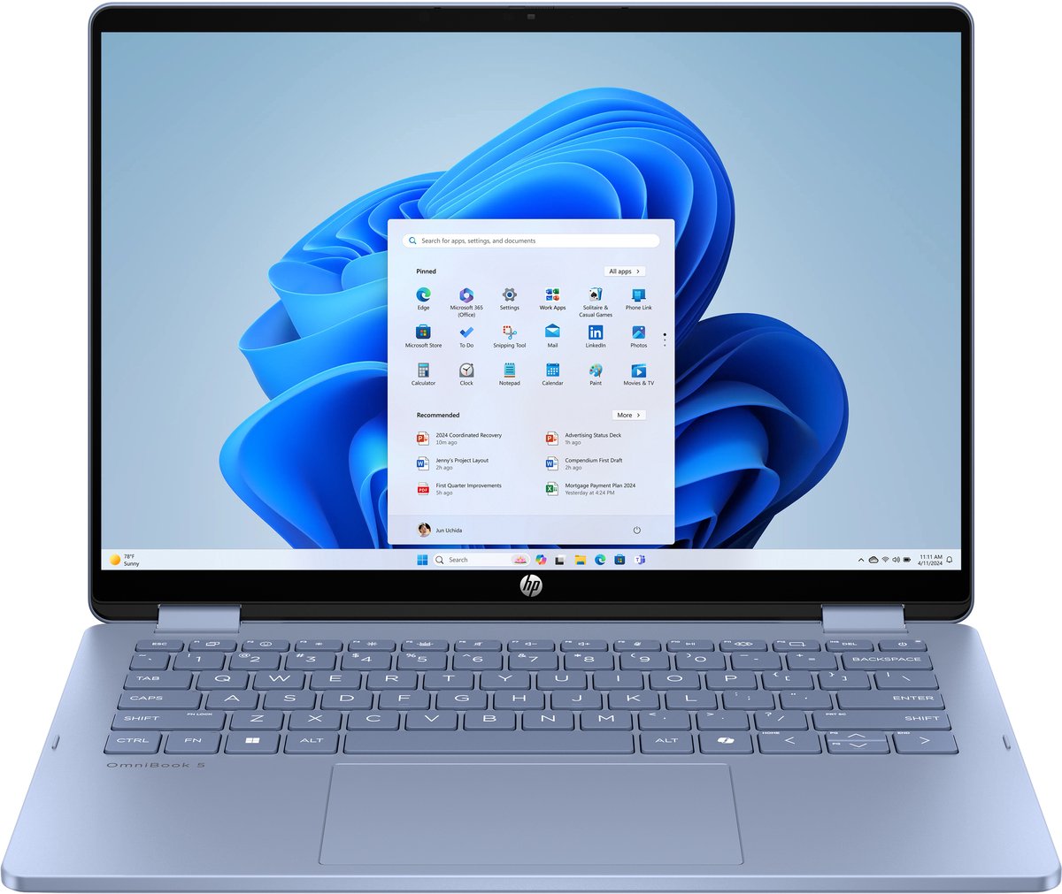 HP E14SXEA laptop 120U 35,6 cm (14") Touchscreen 2K 8 GB LPDDR5-SDRAM 512 GB SSD Wi-Fi 6 (802.11ax) Windows 11 Home Blauw