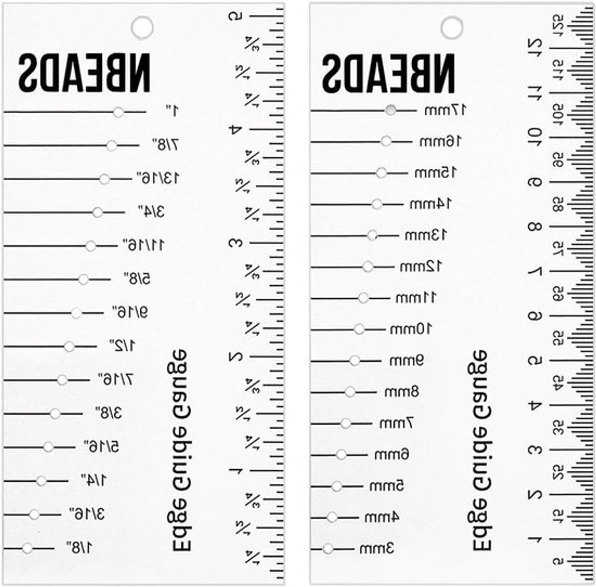 4 Stuks Naadgeleider Liniaal, Perforatie Naadmeter van Acryl voor Handgemaakt Naaien, Transparant Meetgereedschap voor Naaiprojecten en Precisie Naadinstelling