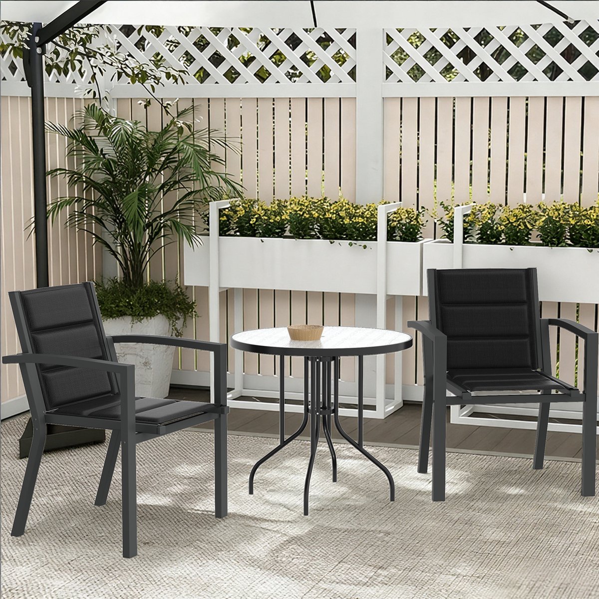 Devoko Aluminium Tuinstoelen 2x - Fauteuils -Tuinstoel - Teslinstof + sneldrogend katoen - Stapelbaar - Versterkte boogconstructie - 57x60x82 - 160 kg - Geschikt voor kamperen, terrassen en tuinen - Donkergrijs