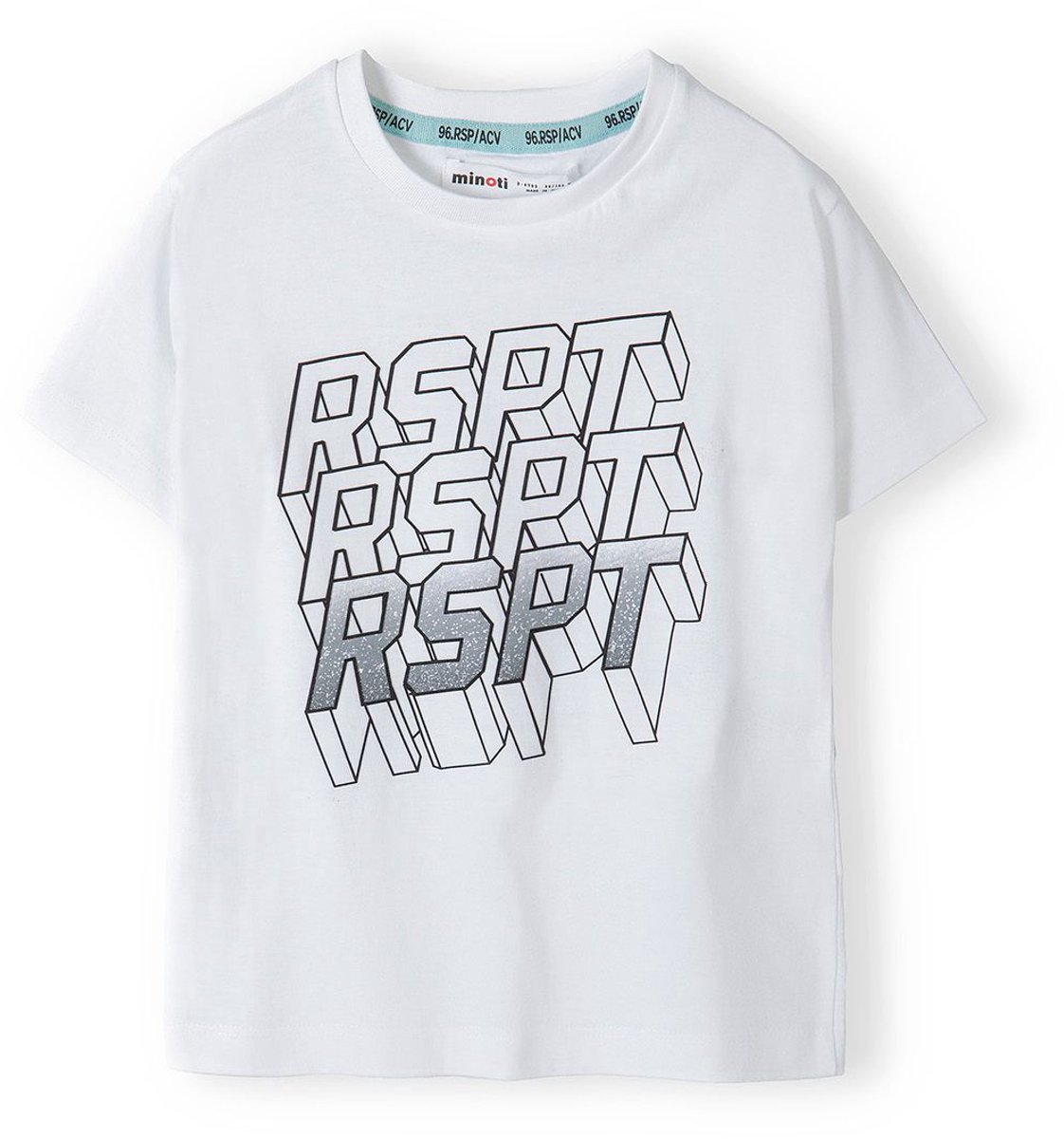 Minoti grafisch t-shirt jongens wit met Rsrp print - 100% katoen