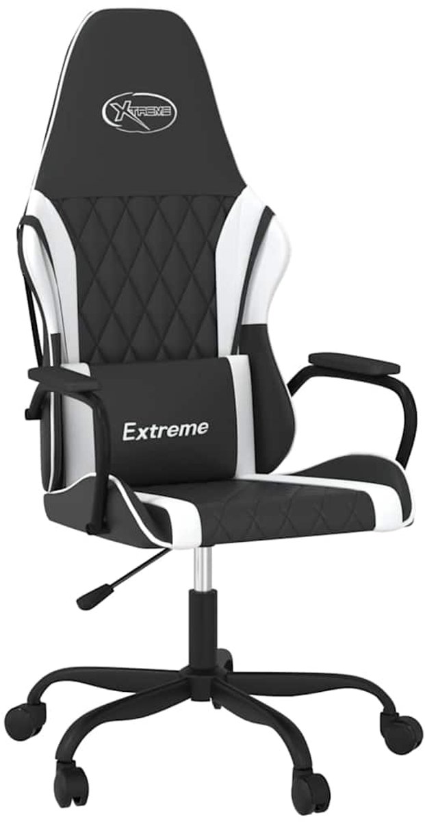 vidaXL Massage - gamestoel - kunstleer - zwart - en - wit zwart en wit