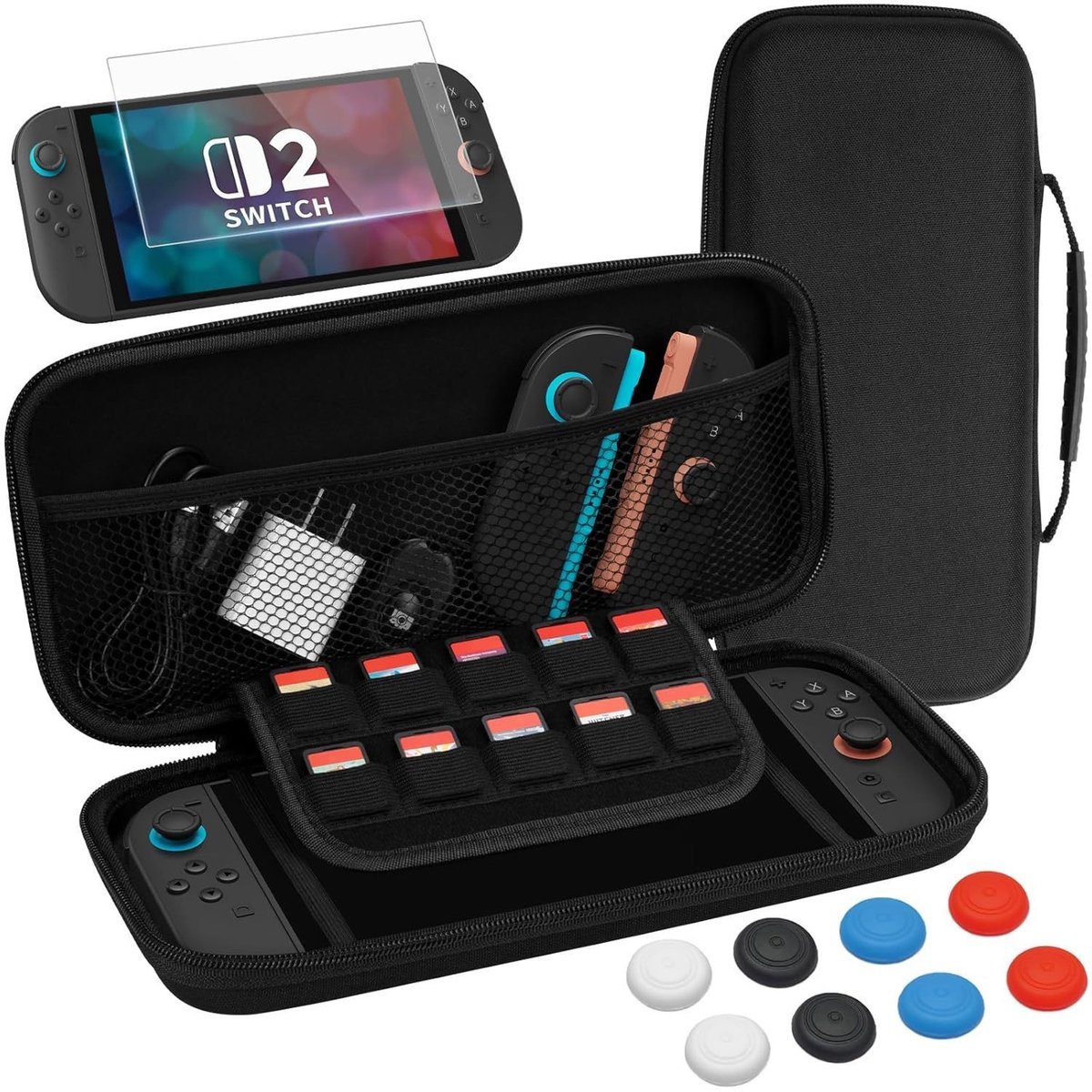 Casalora Case Geschikt voor Switch 2 Botc - Met opbergvak voor 10 games - Hoesje Geschikt voor Switch 2 - Waterdicht en schokbestendig - Zwart