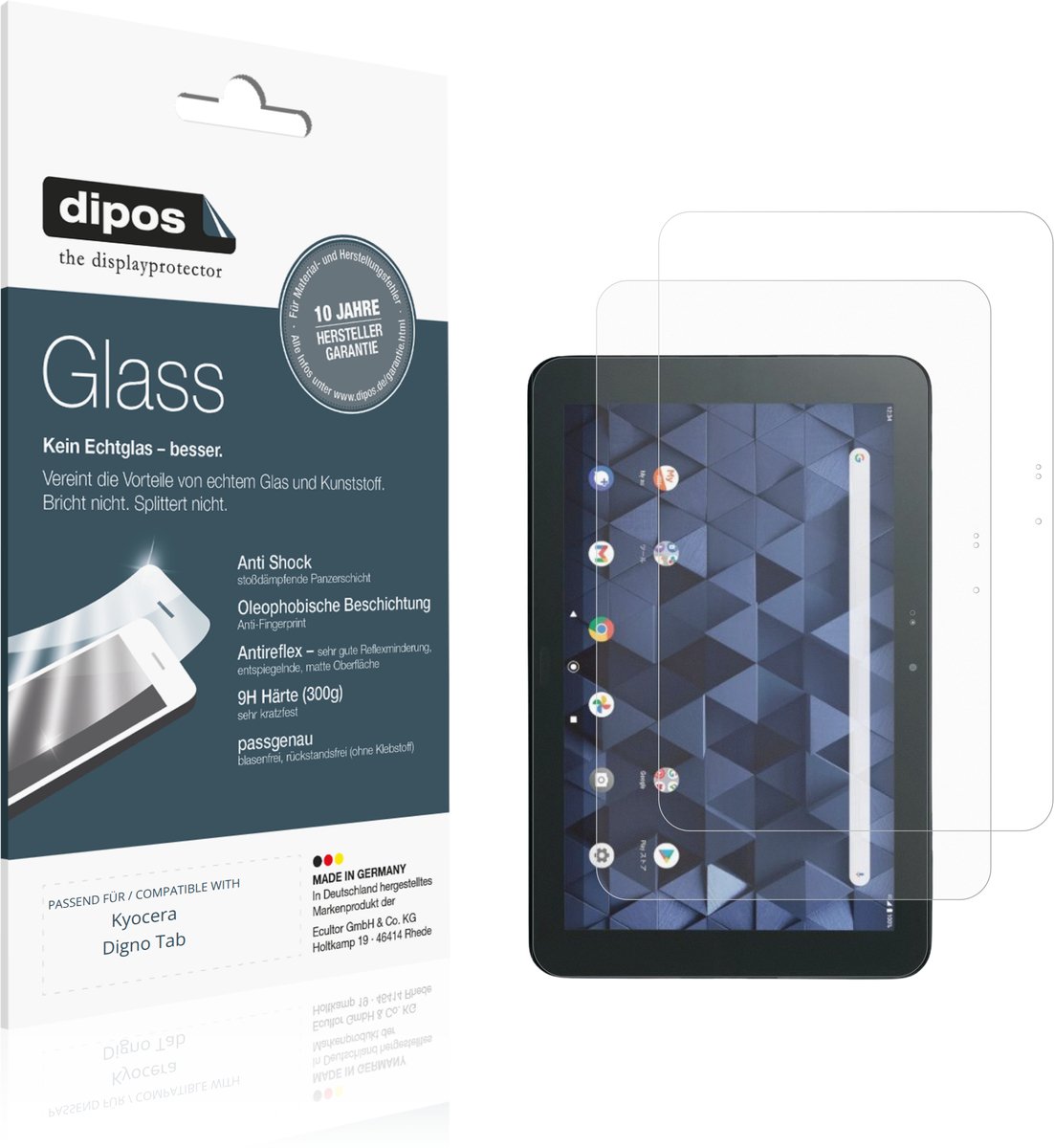 dipos – 2x Matte Pantserfolie geschikt voor Kyocera Digno Tab | 9H Screenprotector