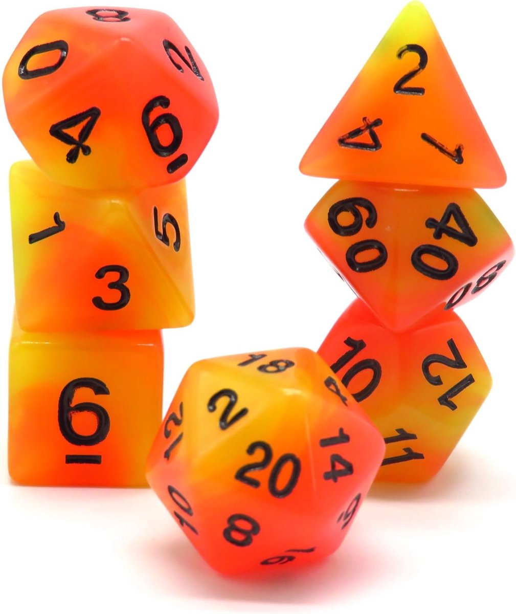 Glow in the Dark Sun Polyset Dice - Dungeons and Dragons - Polyhedral & RPG Dice - D&D Dice - ShopVlot