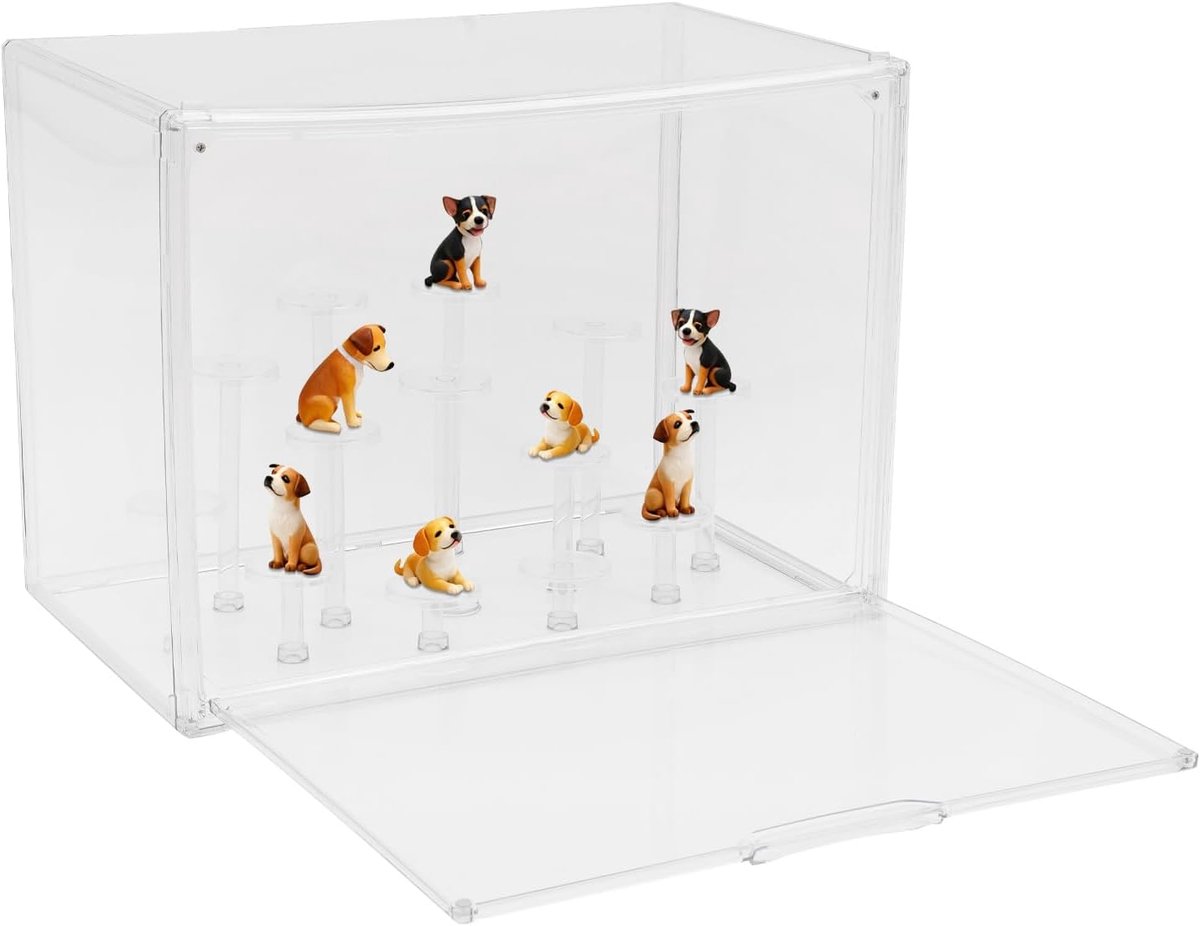 Transparante vitrine, PET-vitrine voor mini-figuren, transparante vitrine met 13 disc-stappen, voor 6-9 inch hoge - ShopVlot