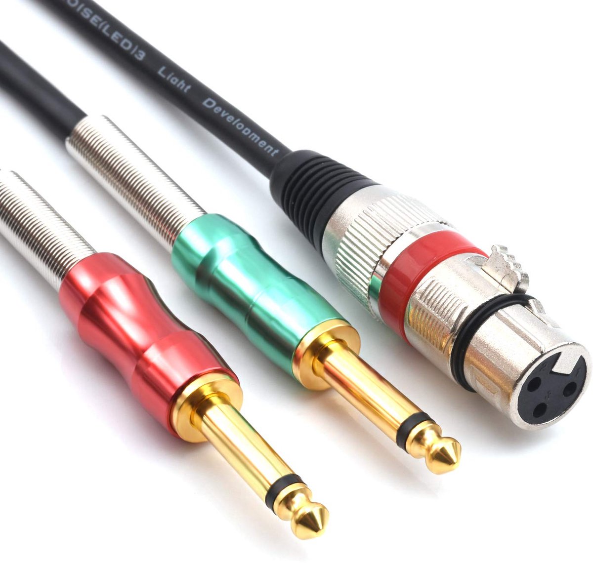 3.3FT XLR Female 3Pin to 6.35mm 1/4" Mono Male Audio Y Splitter Cable, Dual 6.35mm 1/4" Male to XLR Female Stereo - ShopVlot