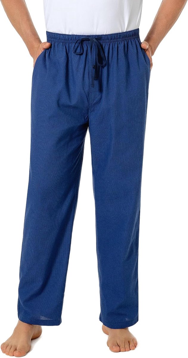 Men's 100% Cotton Pajama Pants Woven Checkered Sleep Pants Loungewear Pajama Pants with Pockets - ShopVlot