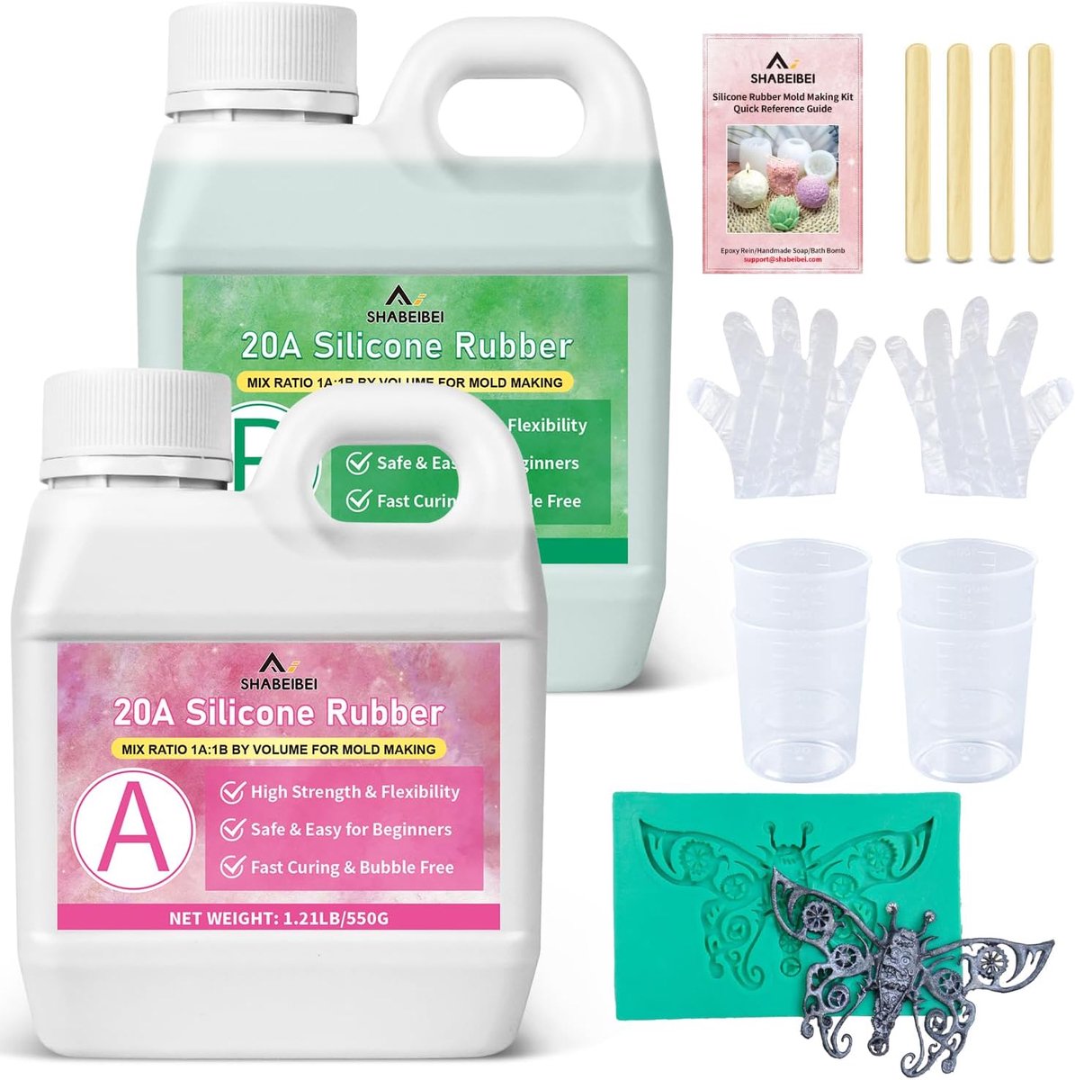 Liquid Silicone, 20 A, 1.25 kg, Translucent Silicone, Moulded Silicone, 1:1 Ratio Silicone Mixing Ratio for Silicone - ShopVlot