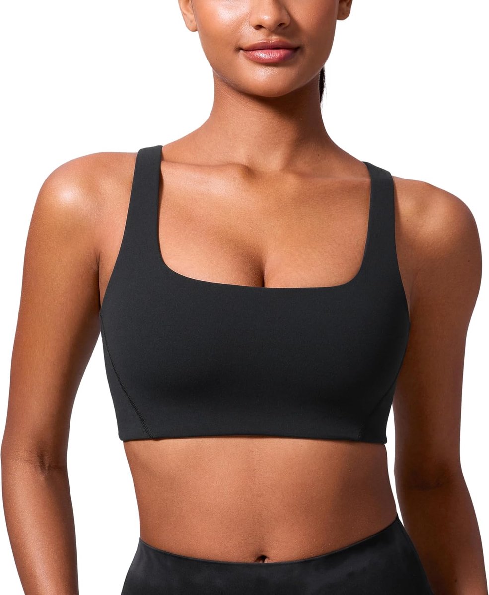 CRZ YOGA Butterlift Square Neck Sports Bras - Double Lined Lightweight Support Without Padding Yoga Butter Soft - ShopVlot