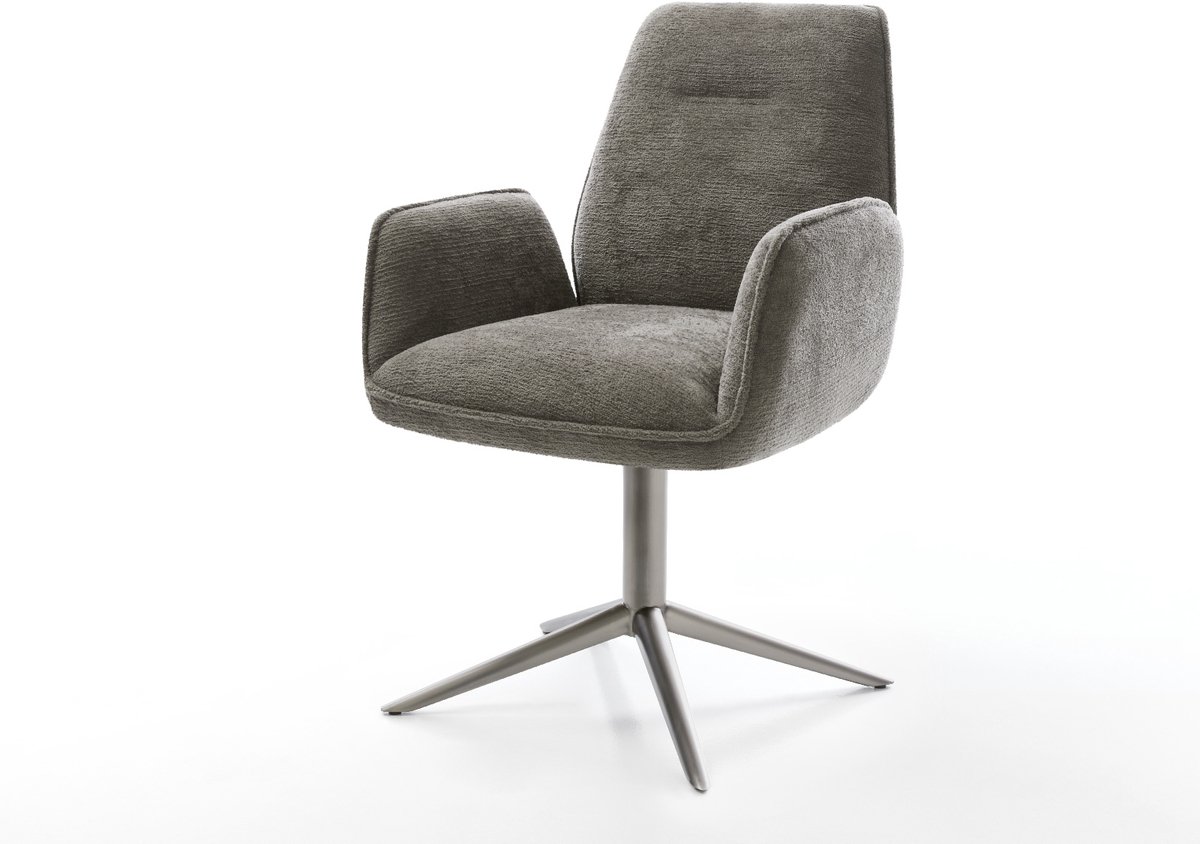 Eetkamerstoel Zoa-Flex kruispoot grafiet bouclé zacht mud 360° draaibaar rocker-functie pocketveer kern