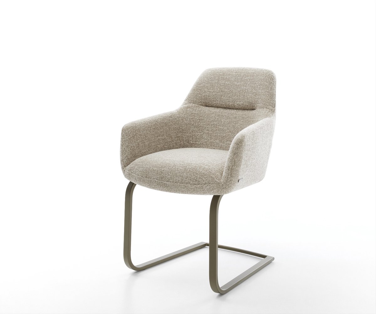 Sledestoel Pejo-Flex sledemodel vlak afwerking met titanium geweven stof beige pocketveer kern