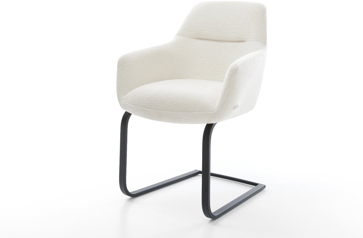 Sledestoel Pejo-Flex sledemodel vlak zwart bouclé zacht beige pocketveer kern