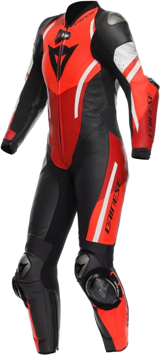 Dainese Misano 3 D-Air Perforated Dames Zwart Fluo Rood Rood 1-Delig Motorpak - Racepak