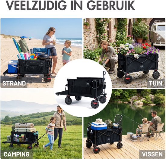 TIMBER RIDGE Bolderkar Opvouwbaar - 400L, 180kg, met all-terrain wielen, rem en 360° zwenkwielen van Timber Ridge — afbeelding 5