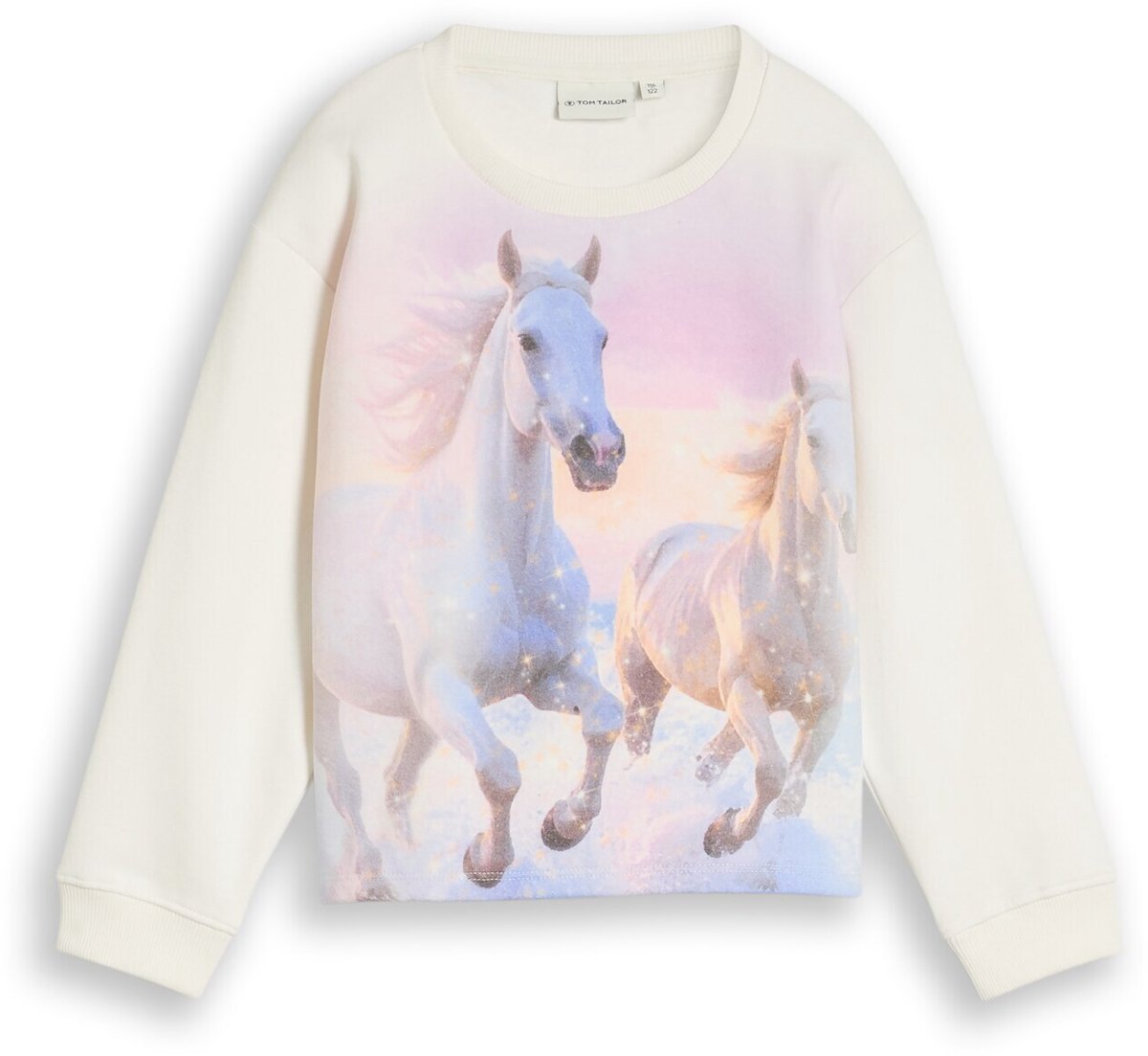 Tom Tailor - Kort sweatshirt met fotoprint - Maat 104/110 - Gardenia White