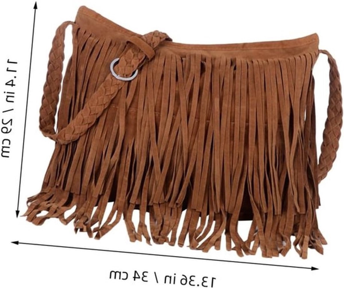 Leren Franse schoudertassen voor dames - Cowboy handtas met franjes en tassels, ideaal als crossbody hobo tas