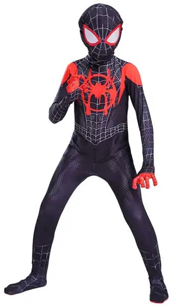 Spider-Man Miles Morales | eindbaas | Kostuum | 128/134 (7/8 Jaar) | Verkleedkleding | Superhelden
