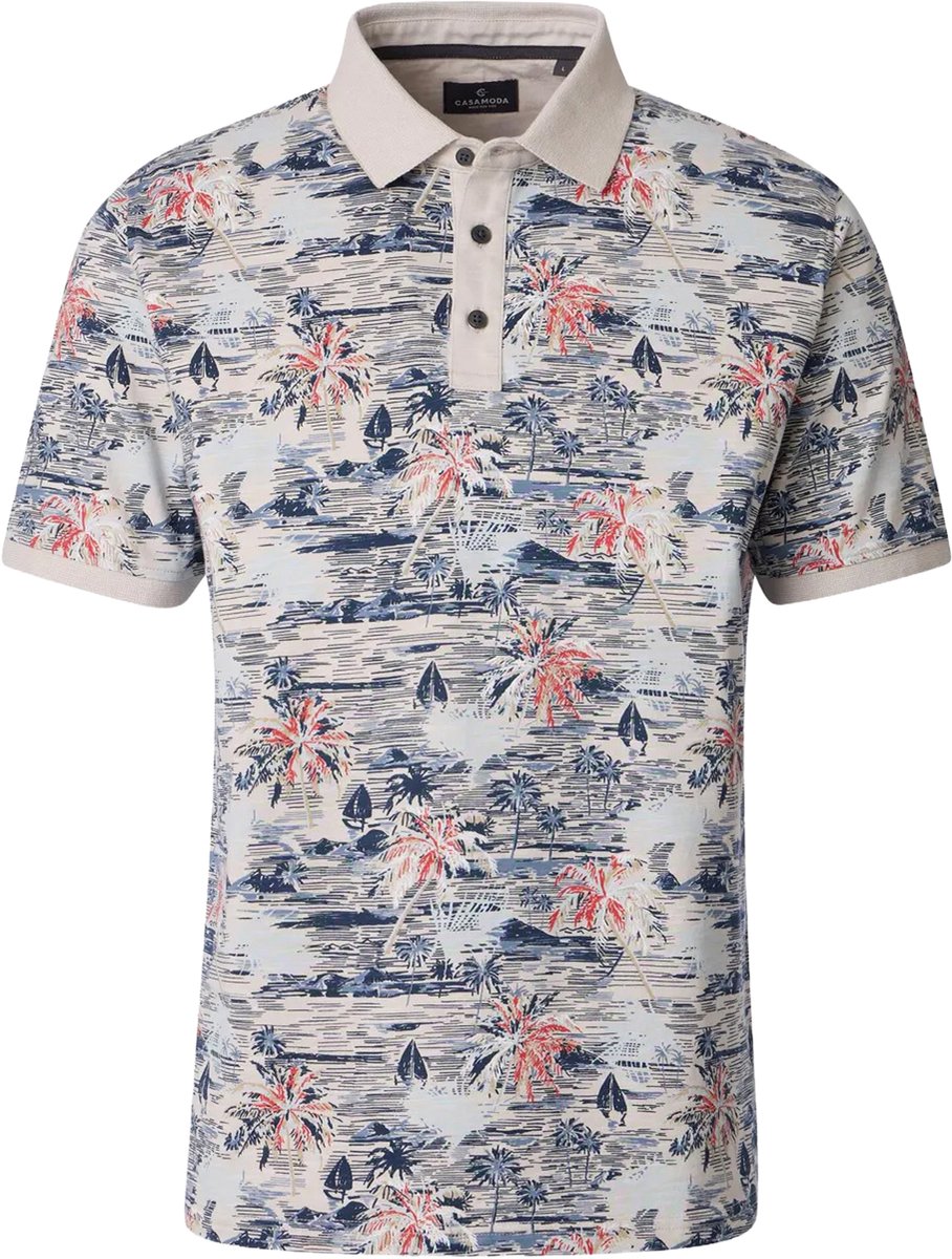 CASA MODA comfort fit heren polo - beige dessin