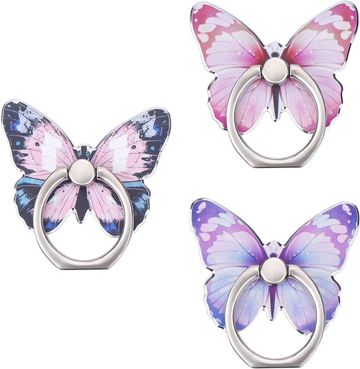 Solidchoice - Set van 3 Telefoonringen met Vlindermotief