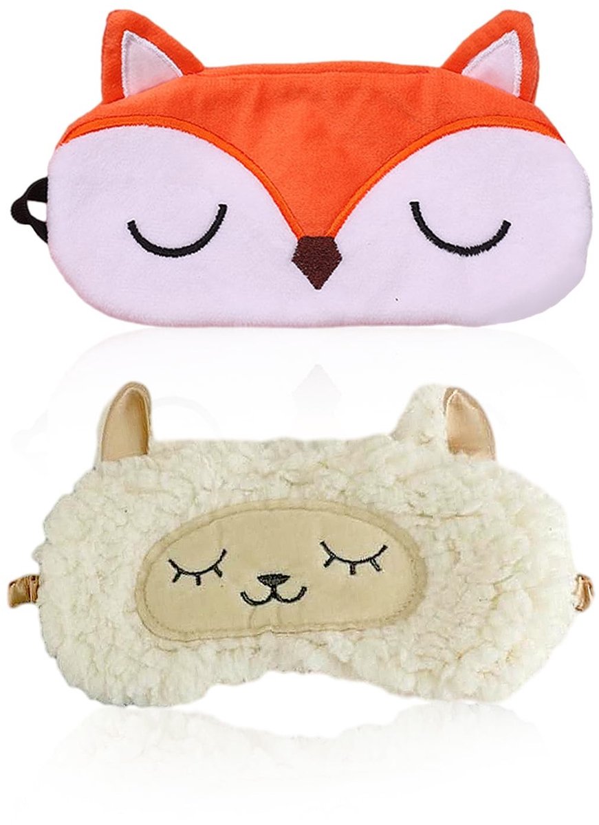 Solidchoice - 2 Stuks 3D Dieren Slaapmasker voor Kinderen en Vrouwen