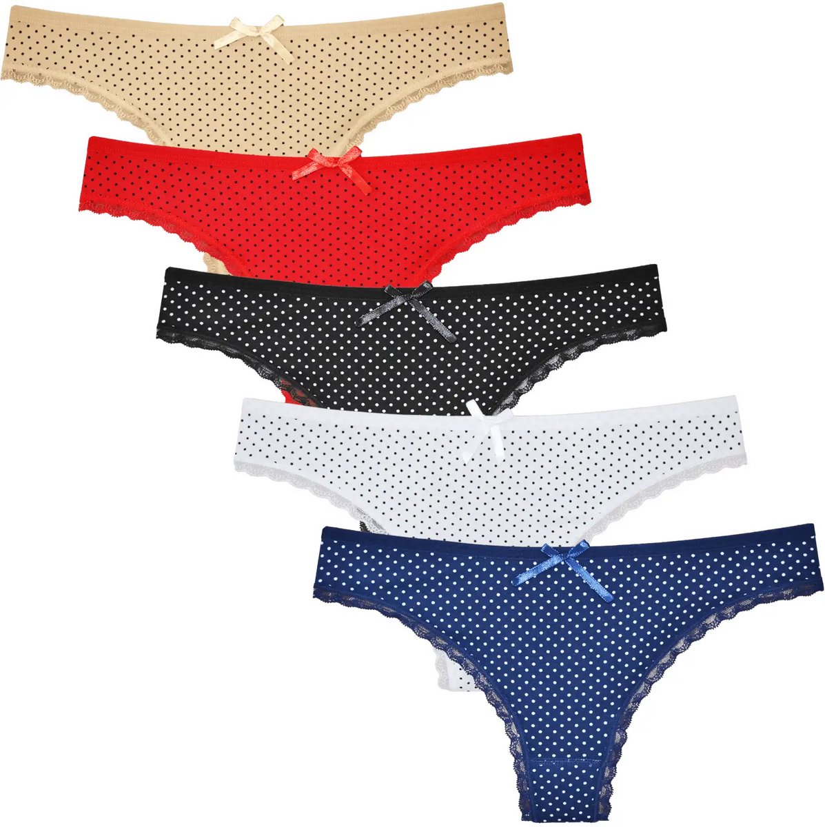 Fine woman 5-pack string Stippel - 806 - Multipack katoenen dames strings - XL