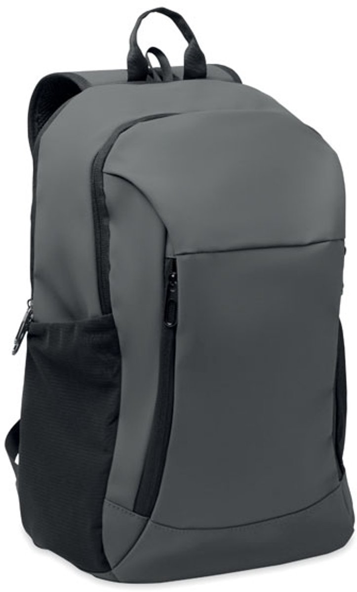 15 inch laptoprugzak van zacht PU met gewatteerde achterkant en verborgen hoofdvak met rits Steen Grijs