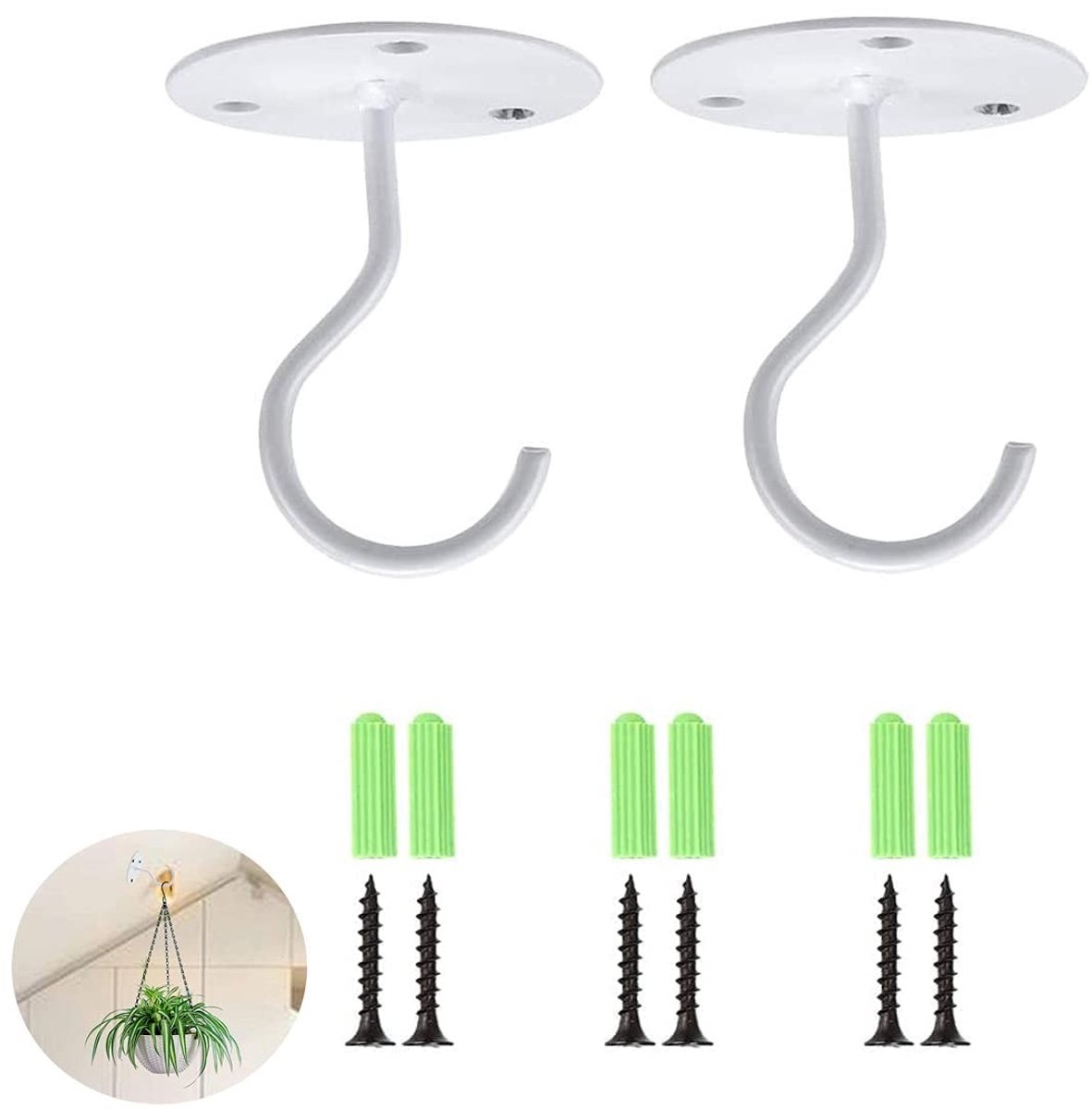 Solidchoice - Ceiling Hooks voor het Ophangen van Planten en Decoraties, Heavy Duty