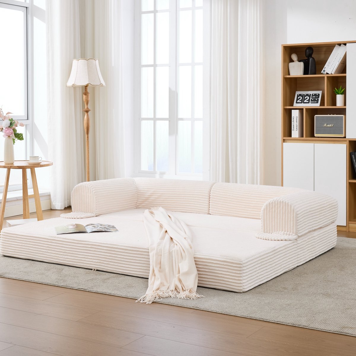 Futon Sofa Bed - Comfortabel Voor Ontspanning En Overnachting, 190x78x65 cm, Beige