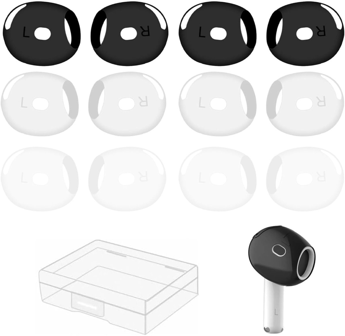Solidchoice - 6 Paar Ultra Dunne Oordopjes voor AirPods 4 van Siliconen