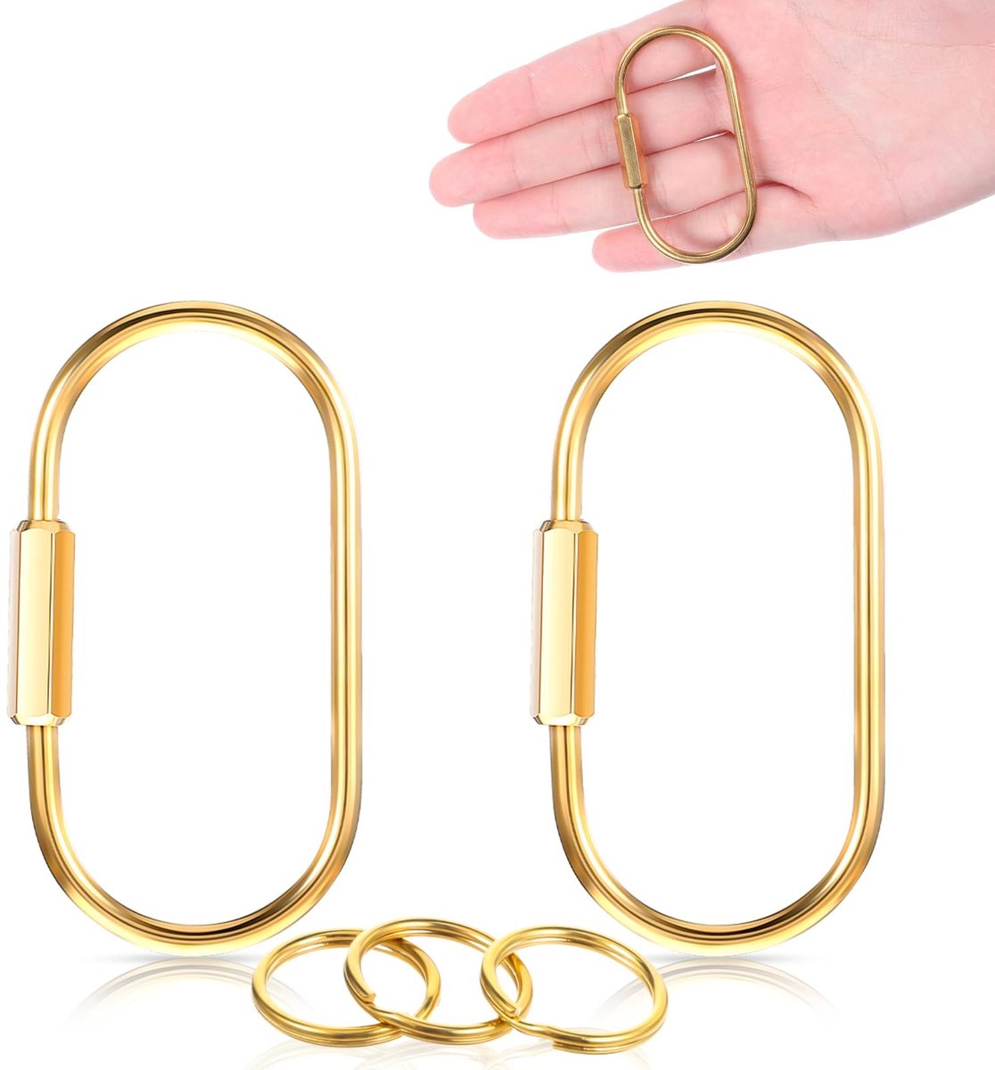 Solidchoice - Set van 5 Messing Sleutelhangers met Schroefsluiting