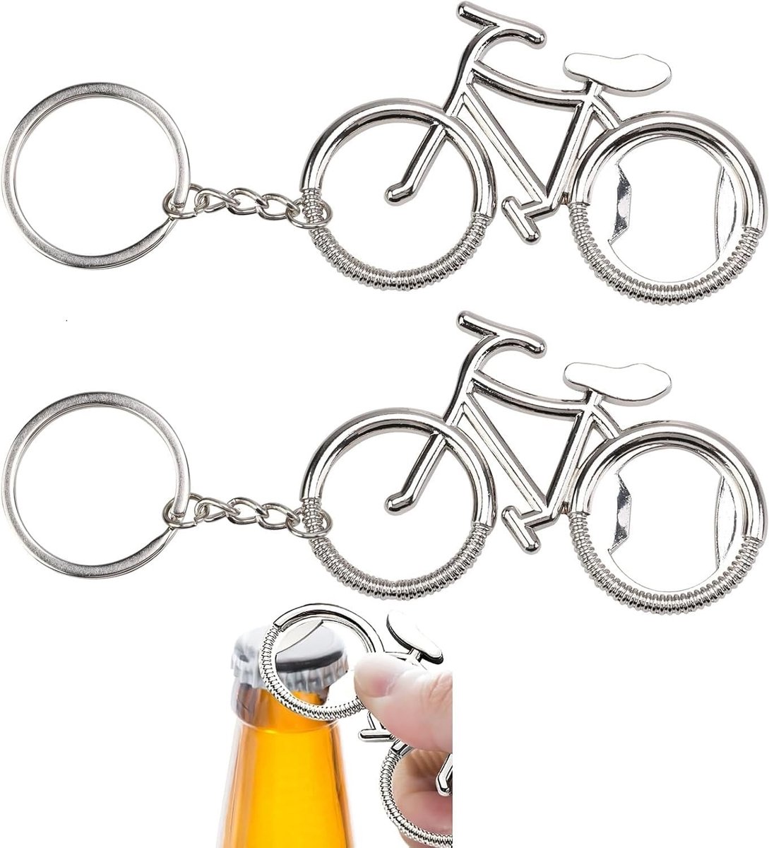 Solidchoice - Set van 2 Flessenopener Sleutelhangers van Zinklegering voor Bierliefhebbers
