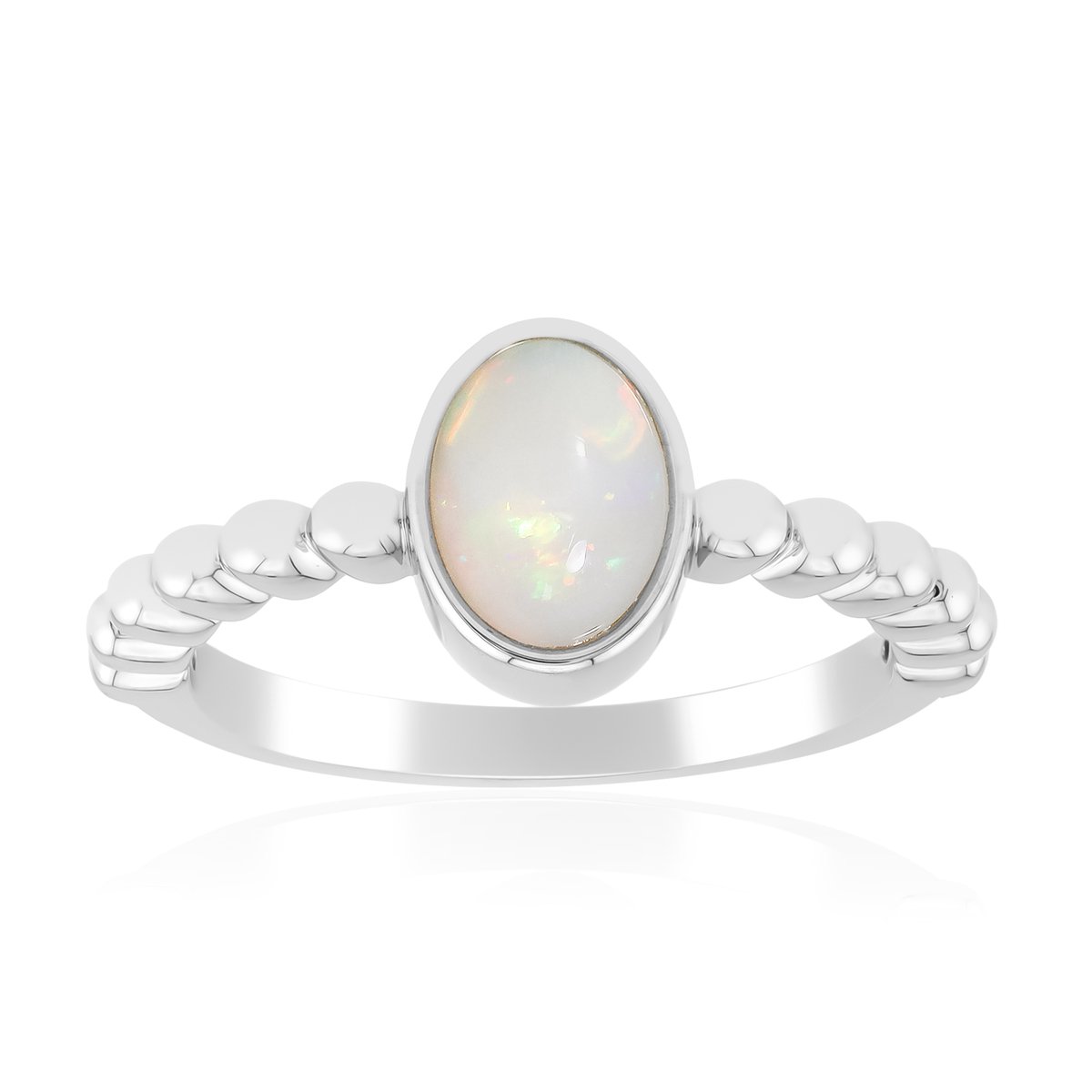 Cavill - Elegante Opaal Ring Dames - 0,39 ct Opaal Cabochon - 925 Sterling Zilver met Platina Coating - Ovale Australische Opaal